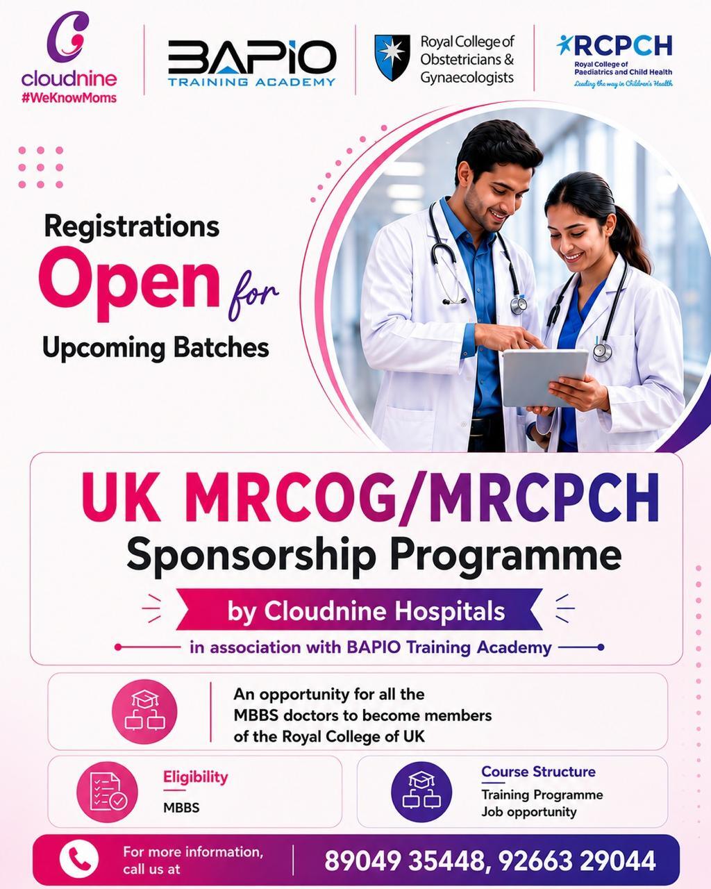 Cloudnine and BAPIO Training Academy Join Hands to Support Doctors Pursuing MRCOG and MRCPCH