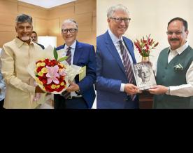 Bill Gates discusses healthcare, technology with JP Nadda, Chandrababu Naidu